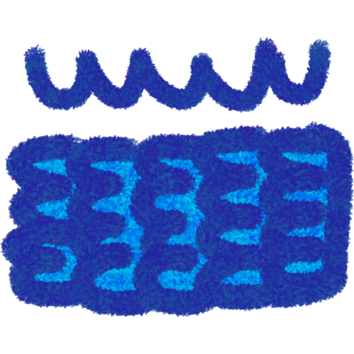a darker blue rectangle covered in scales, there’s a dark blue line above it that looks like upside down bumps